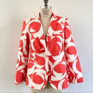 Les Copains Red and Ivory Cotton Silk Blazer